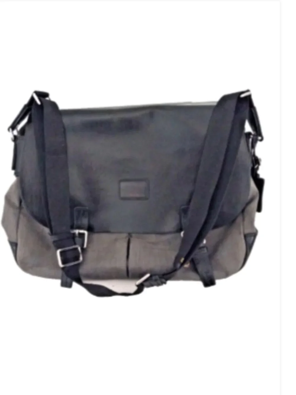 TUMI Townhouse Wilton Messenger Bag 24270D Black Leather Ballistic Nylon